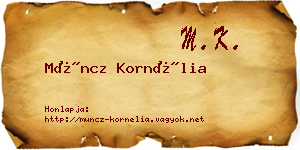 Müncz Kornélia névjegykártya